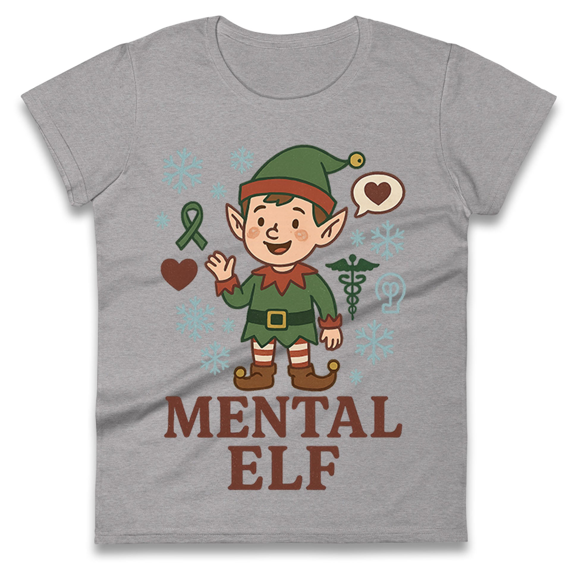Mental Health Christmas Ladies T Shirt