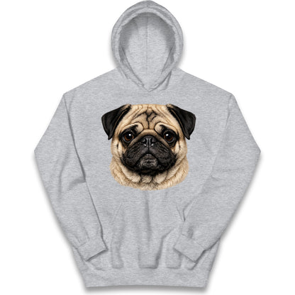 Pug Dog Face Kids Hoodie