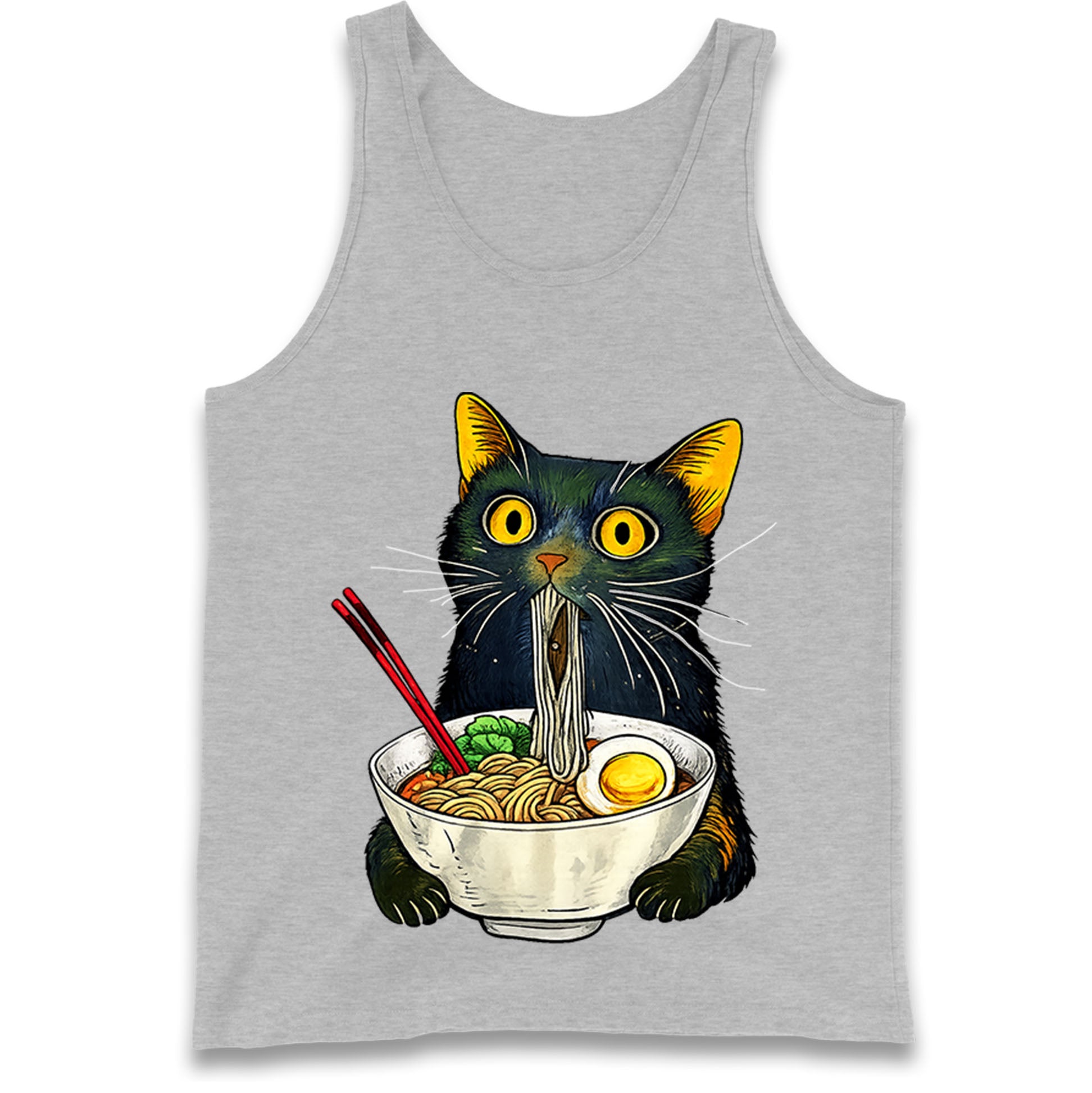 Ramen Noodle Black Cat Foodie Lover Meme Tank Top