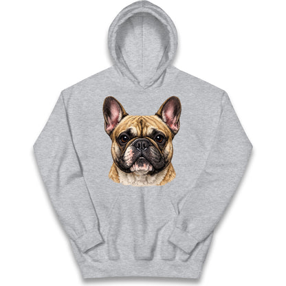 French Bulldog Face Kids Hoodie