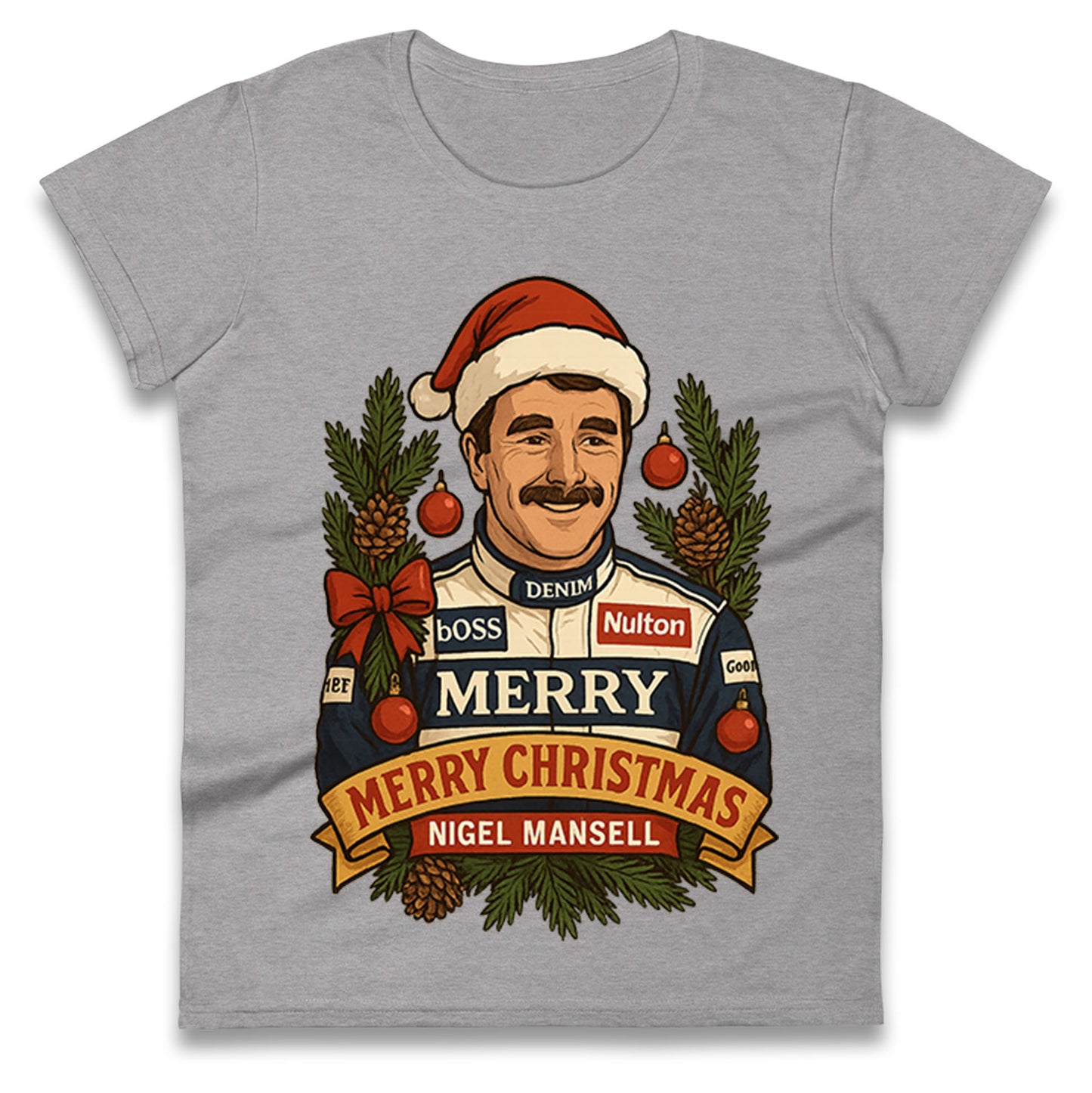 Nigel Mansell Christmas Ladies T Shirt 