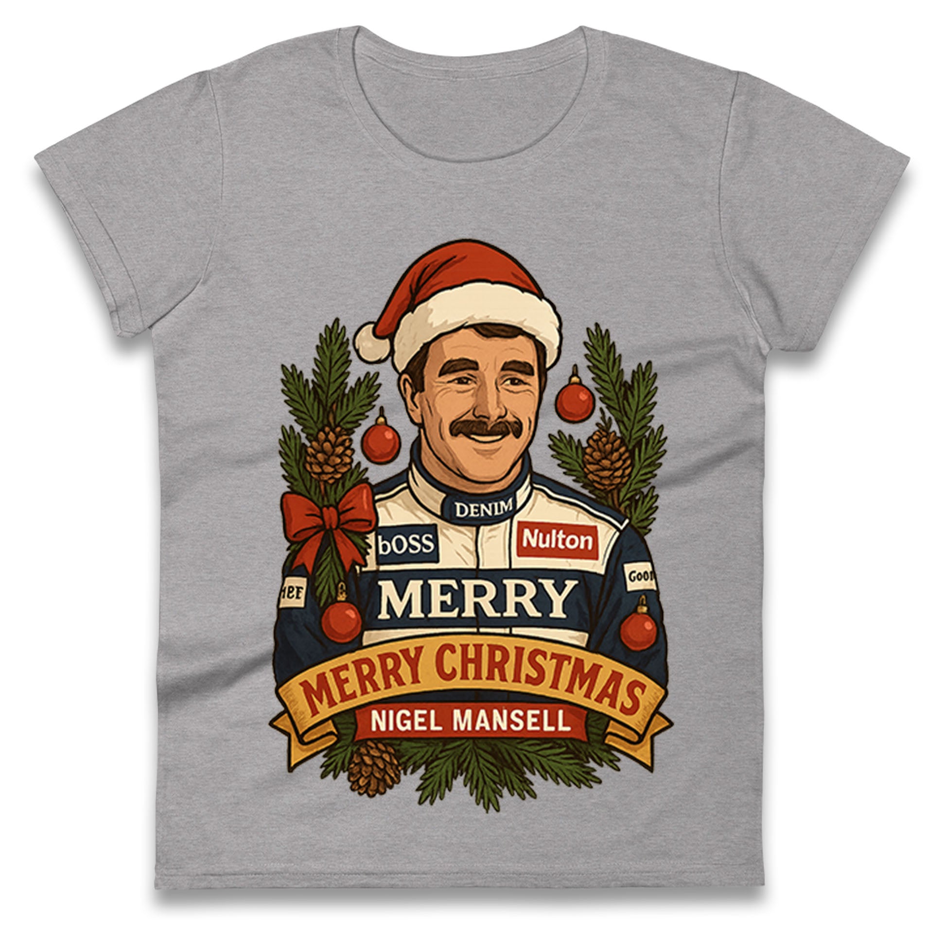 Nigel Mansell Christmas Ladies T Shirt 