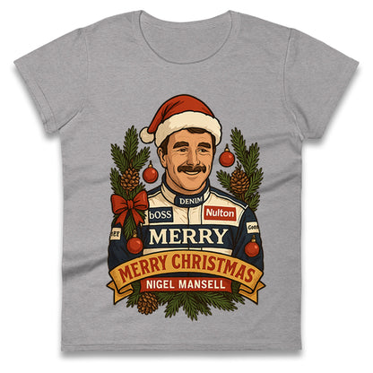 Nigel Mansell Christmas Ladies T Shirt 