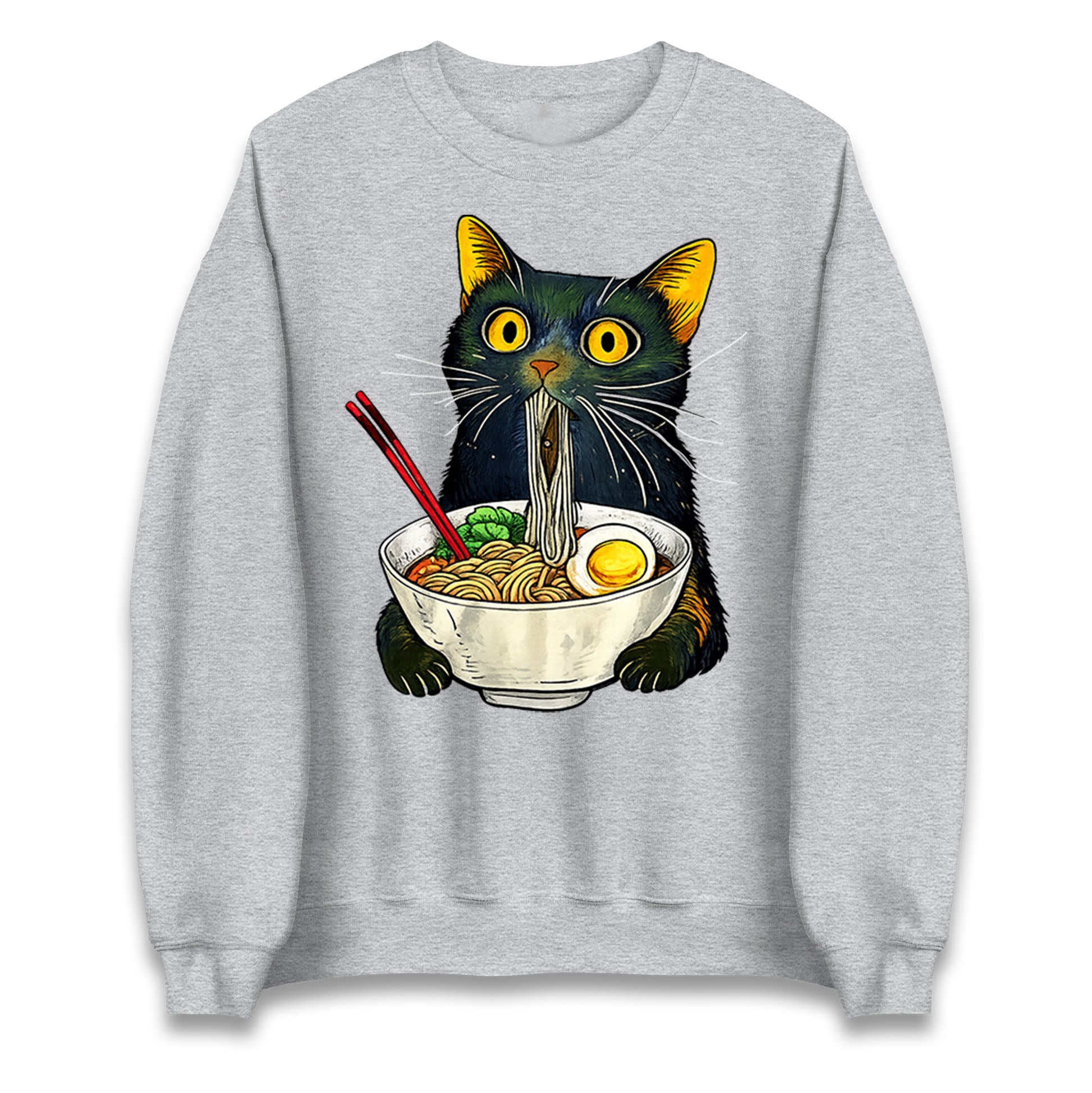 Ramen Noodle Black Cat Foodie Lover Meme Jumper