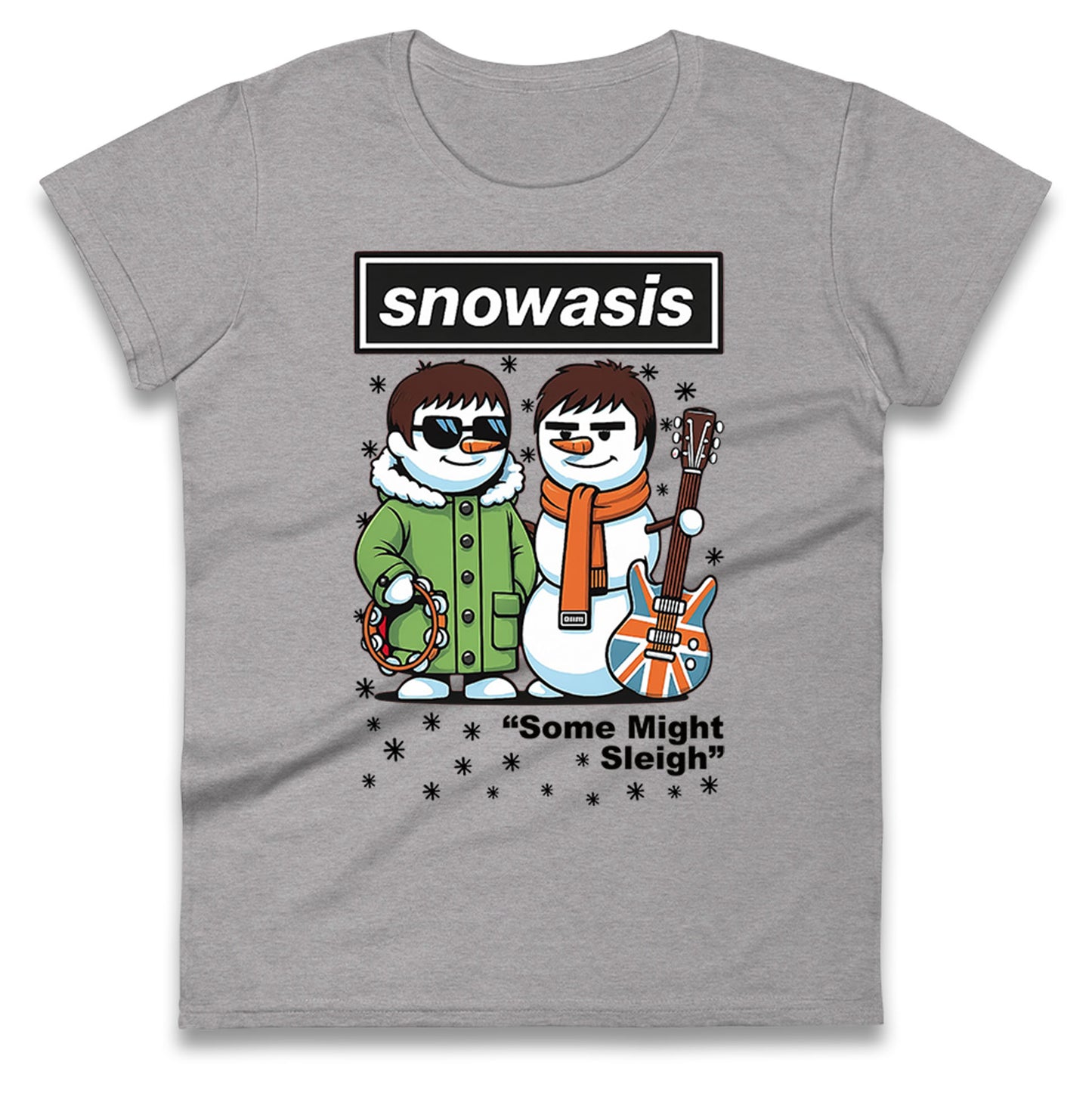 Snowasis Might Sleigh Xmas Music Band  Ladies T Shirt 