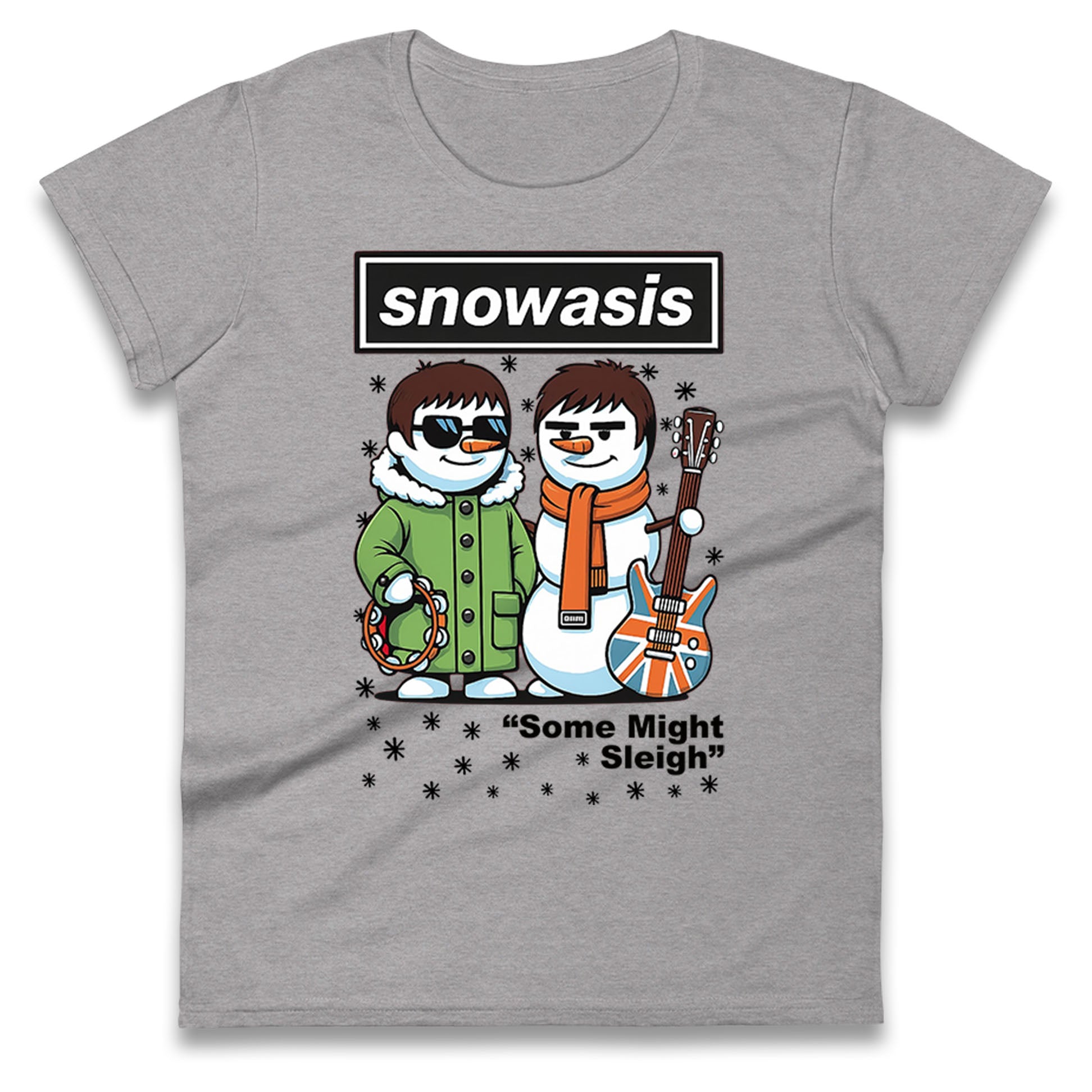 Snowasis Might Sleigh Xmas Music Band  Ladies T Shirt 