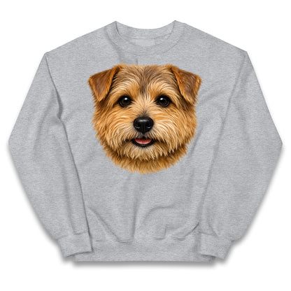 Norfolk Terrier Dog Face Kids Jumper 