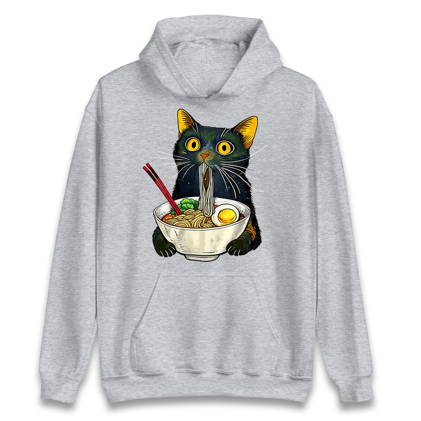 Ramen Noodle Black Cat Foodie Lover Meme Hoodie