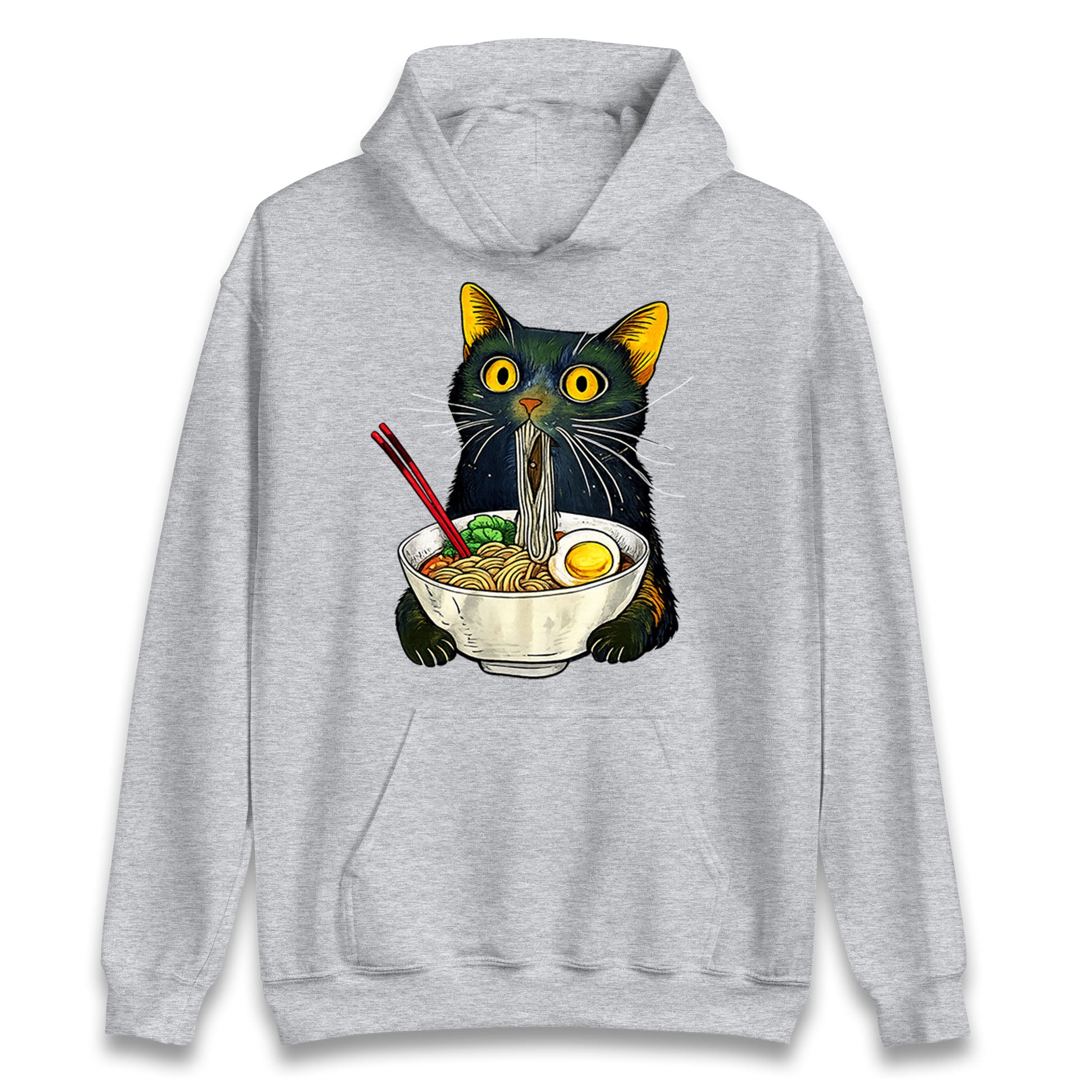 Ramen Noodle Black Cat Foodie Lover Meme Hoodie