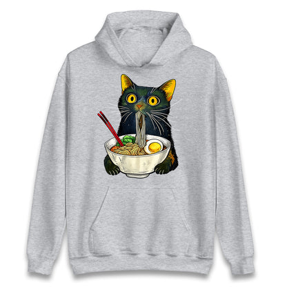 Ramen Noodle Black Cat Foodie Lover Meme Hoodie