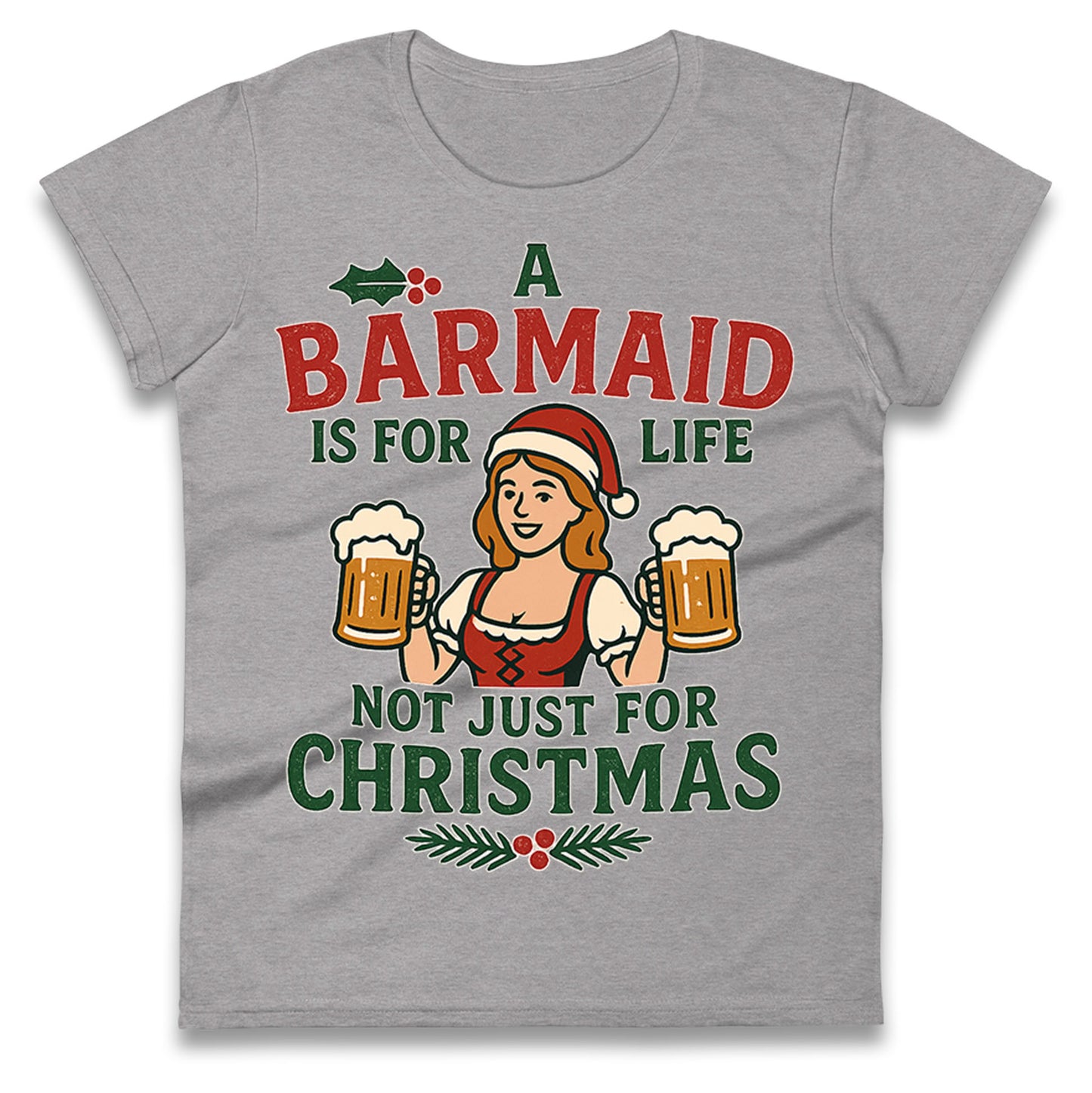 Barmaid Xmas Ladies T Shirt