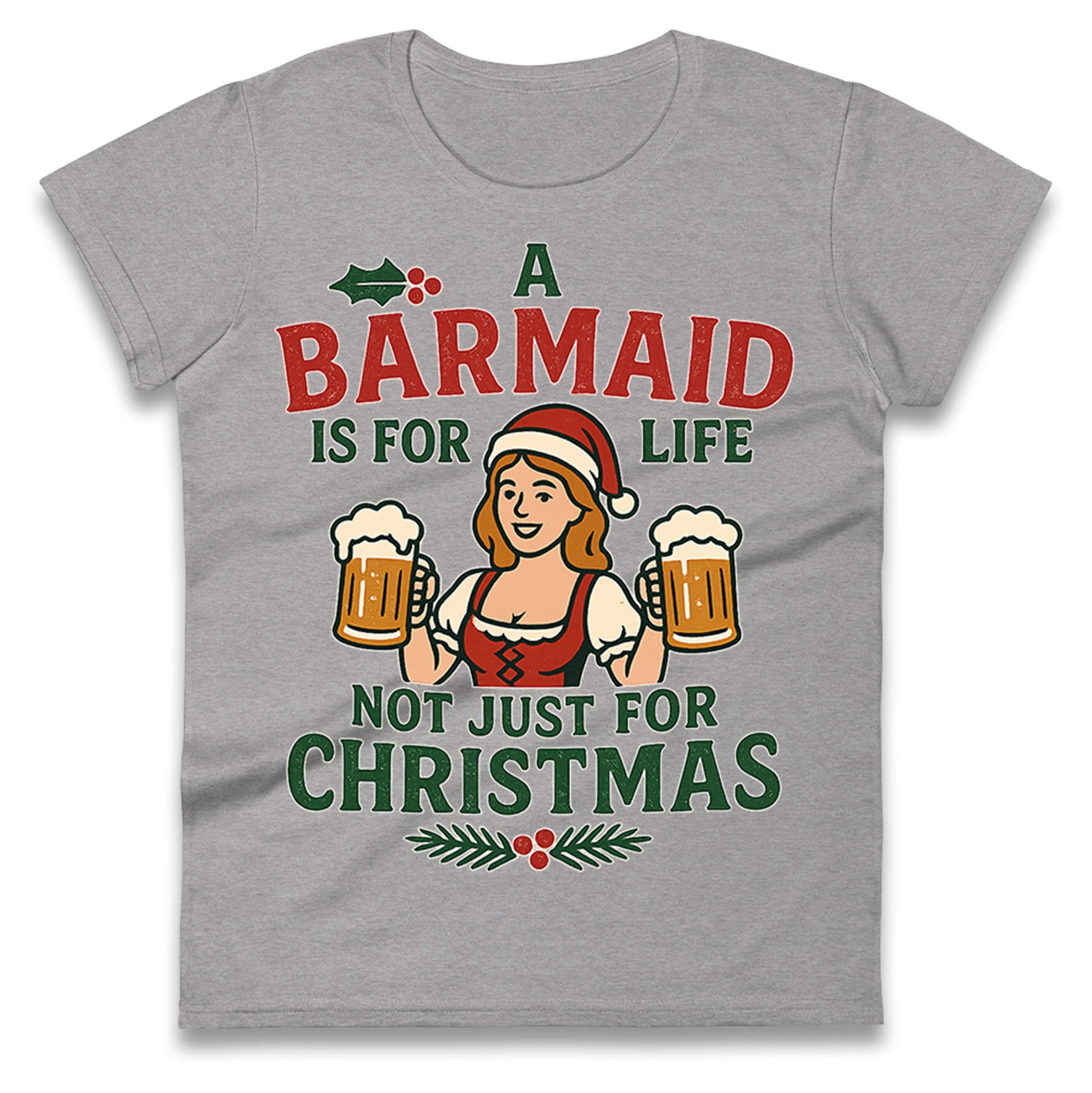 Barmaid Xmas Ladies T Shirt