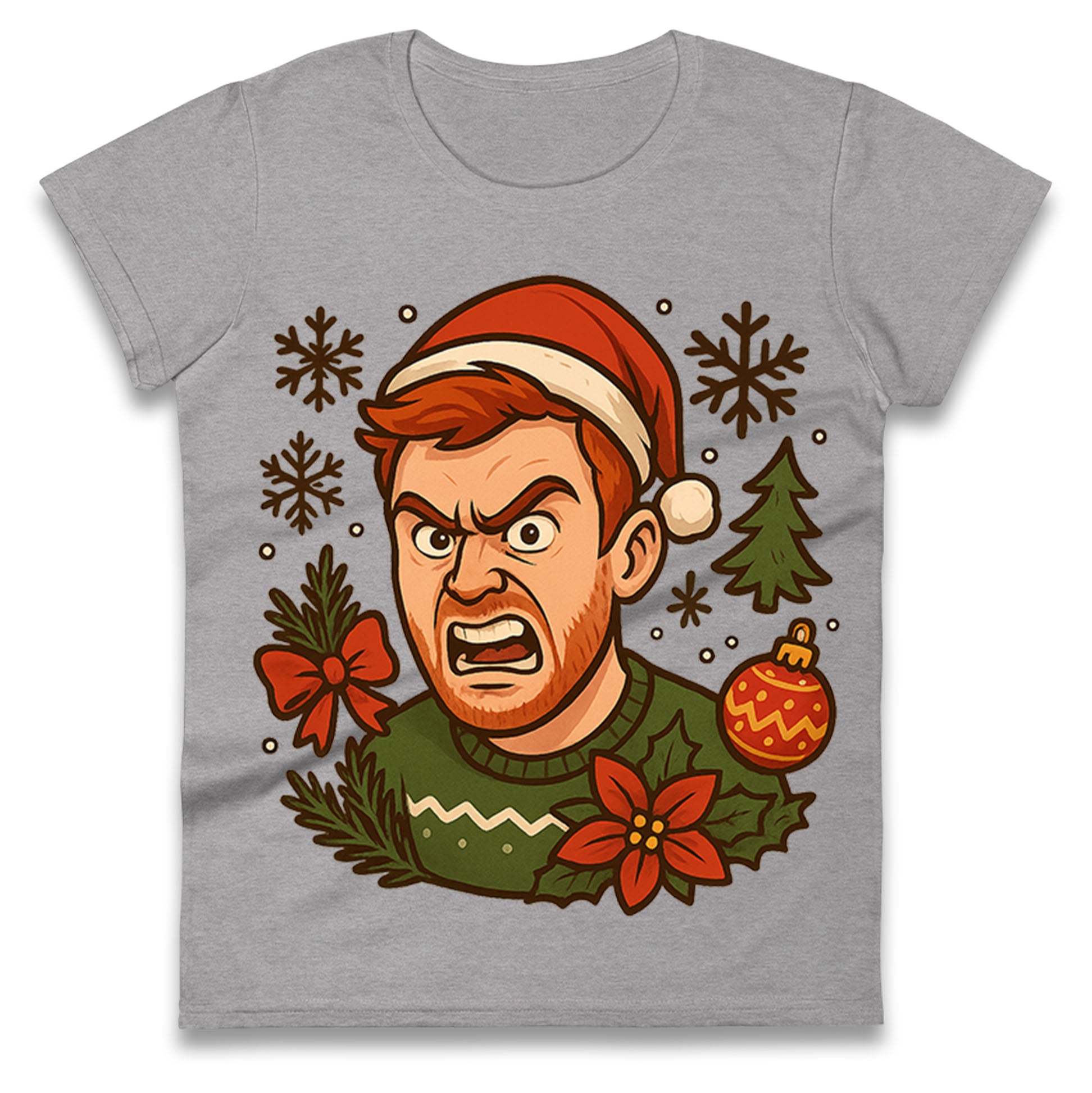Angry Ginge Christmas Ladies T Shirt