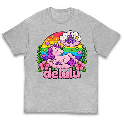 Delulu Unicorn Kids T Shirt