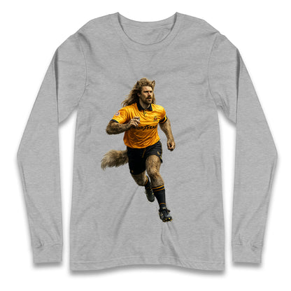Retro The Wolf Wolves Football Longsleeve T Shirt