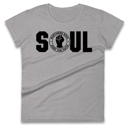 Northern Soul Keep The Faith Logo Ladies T Shirt 