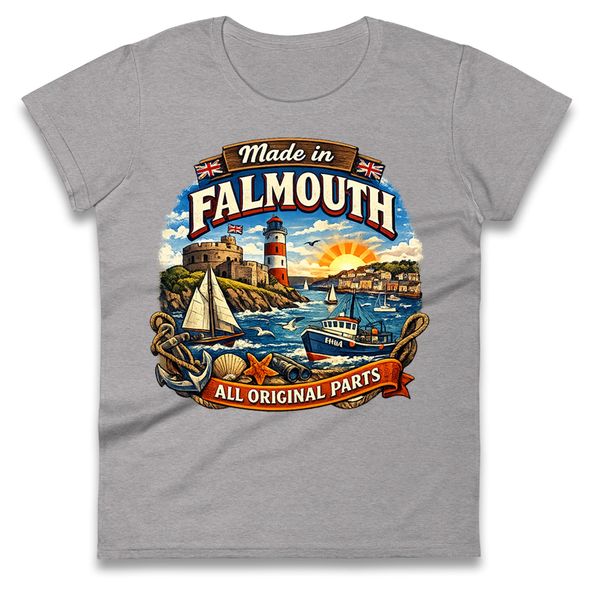 Made In Falmouth All Original Parts Ladies T Shirt