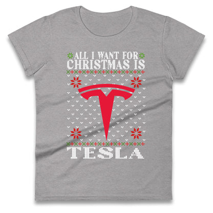 tesla christmas womens t shirt