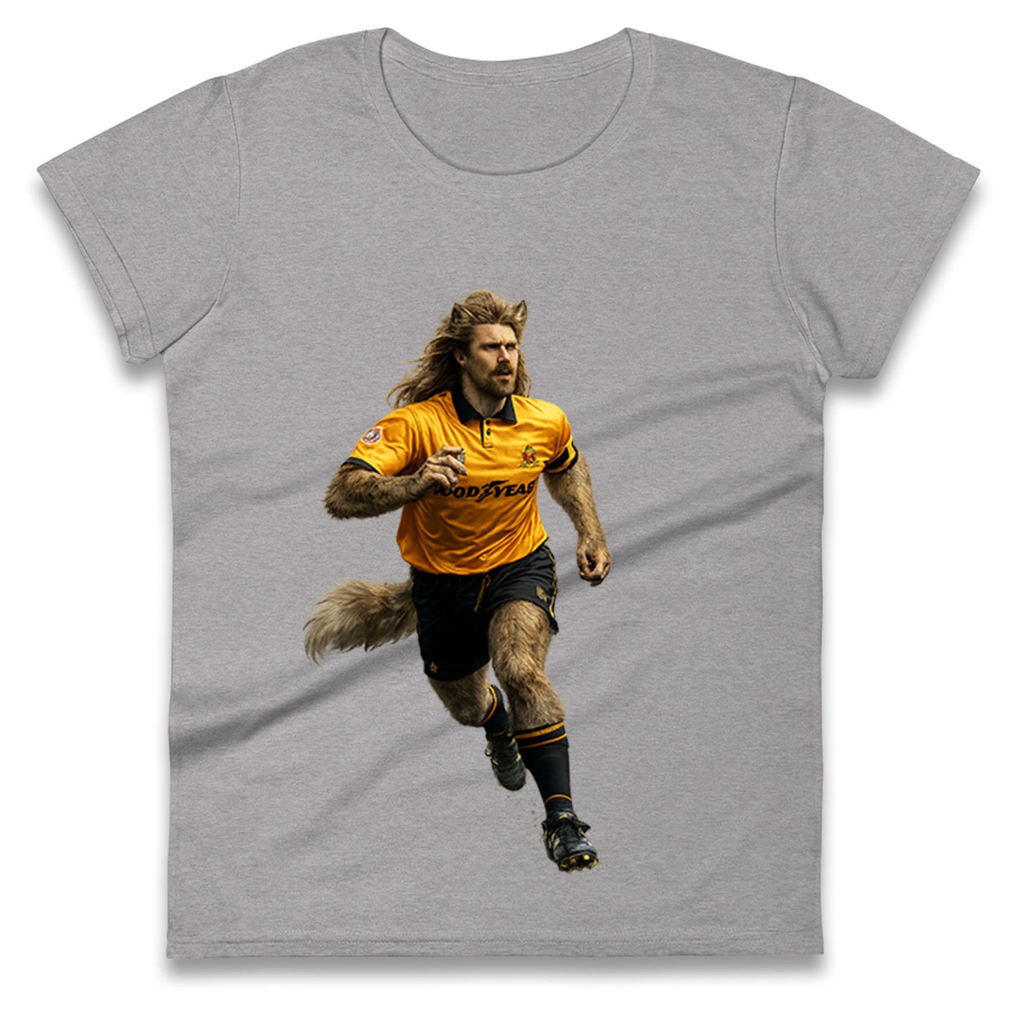 Retro John The Wolf Wolves Football Ladies T Shirt 