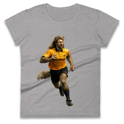 Retro John The Wolf Wolves Football Ladies T Shirt 