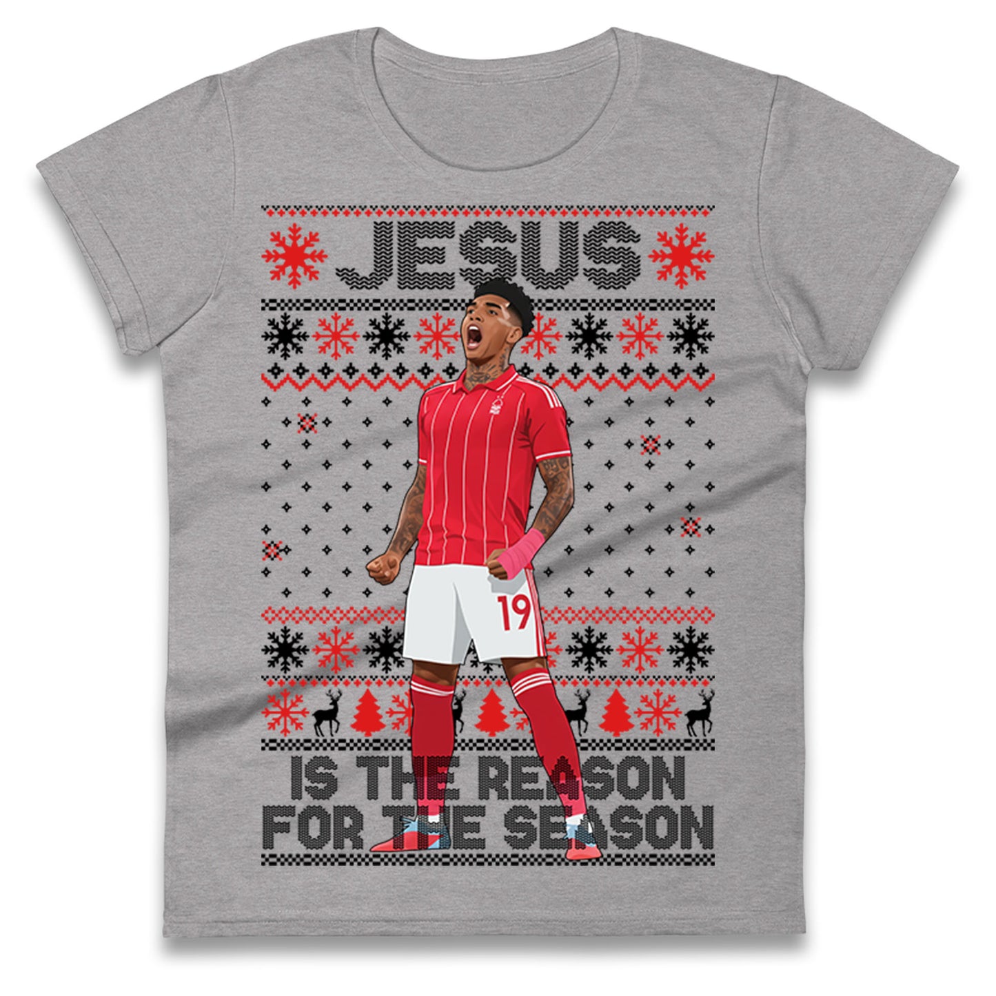 Nottm Forest FC Christmas Ladies T Shirt