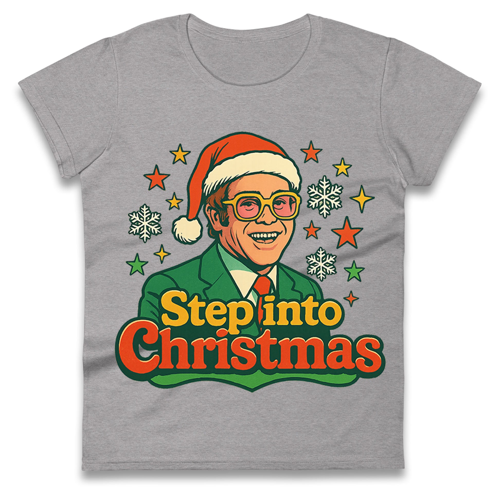 Elton John Christmas Ladies T Shirt 
