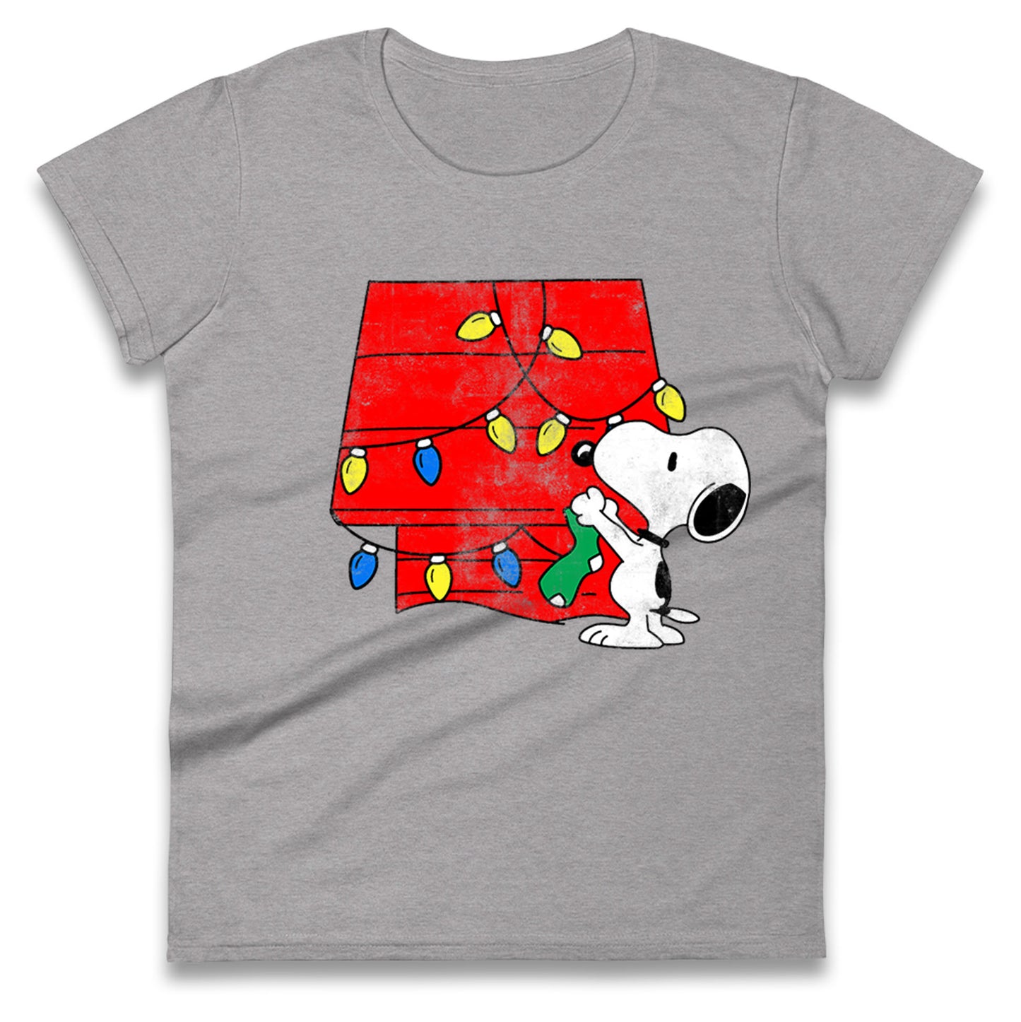 snoopy lighting house christmas womens top