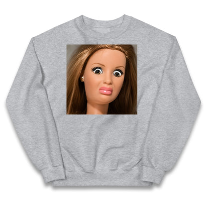 Distressed Doll Face Meme Kids Jumper