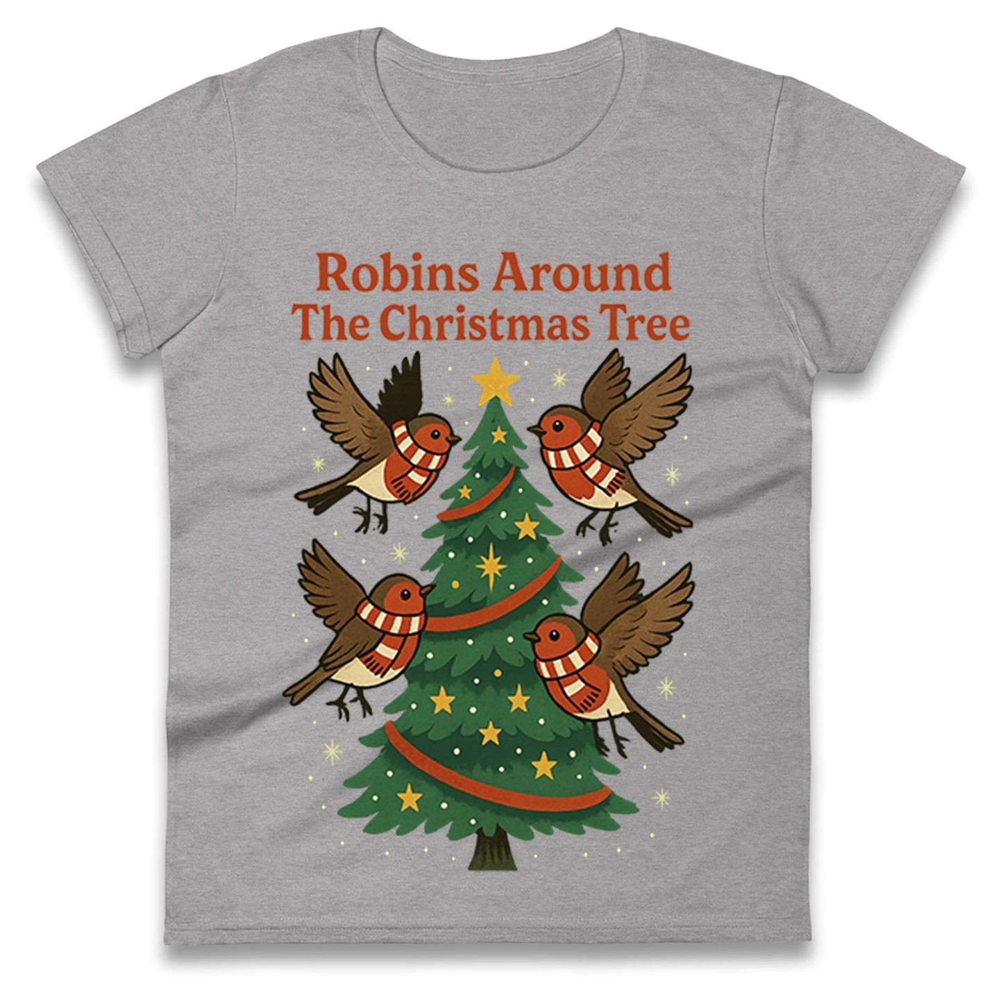 Robins Around The Christmas Tree Cheltenham Town Christmas Ladies Shirt
