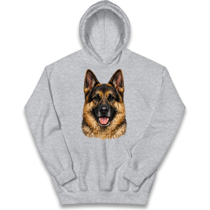 German Shepherd Dog Face Kids Hoodie