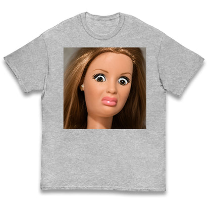 Funny Distressed Doll Face Meme Kids T Shirt