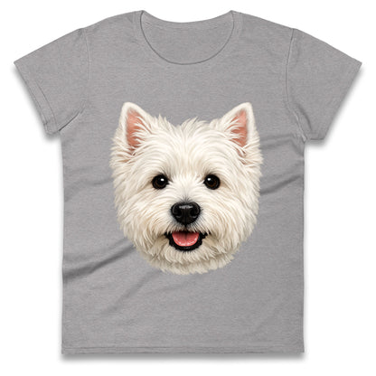West Highland White Terrier Dog Face Ladies T Shirt