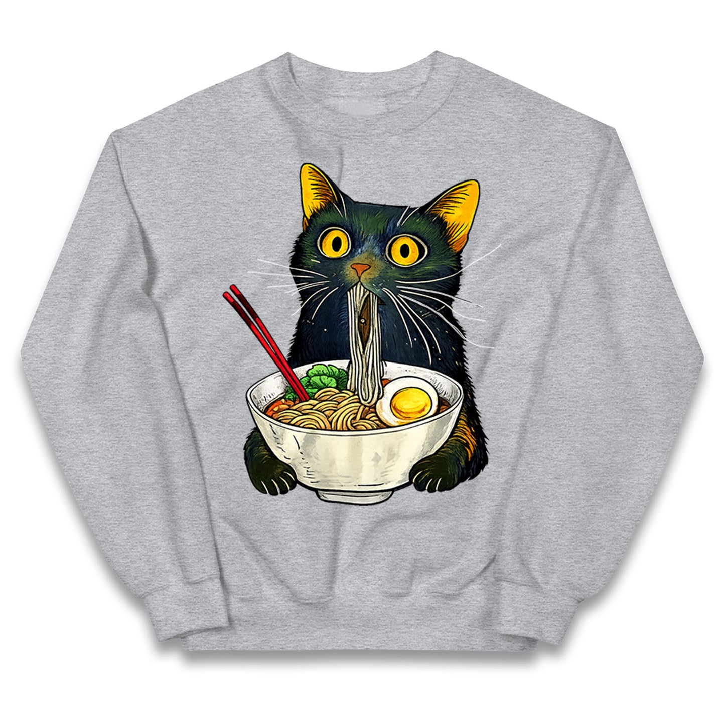 Ramen Noodle Black Cat Foodie Lover Meme Kids Jumper