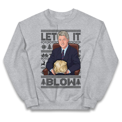 Let it Blow Donald Trump & Bill Clinton Christmas Kids Jumper