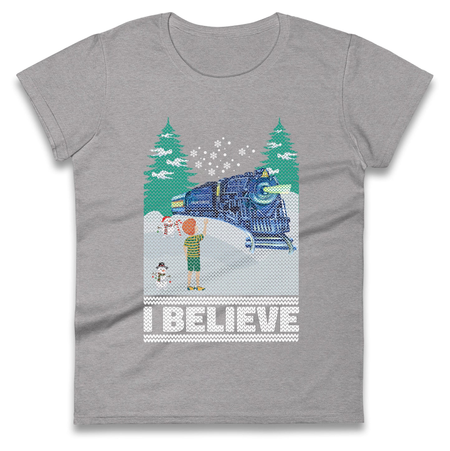 I Beleive Polar Express Christmas Womens t shirt