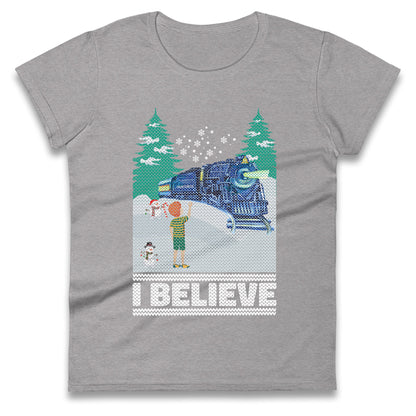I Beleive Polar Express Christmas Womens t shirt