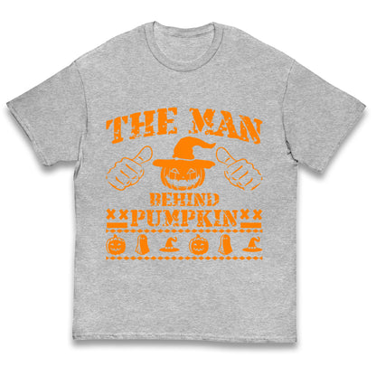 The Man Behind Pumpkin Halloween Kids T Shirt
