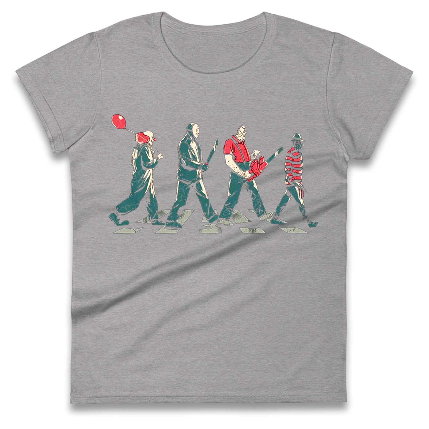 Horror Characters Friends Spoof Halloween Womens t shirt