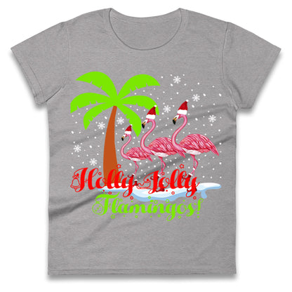 Holly Jolly Flamingos Christmas Womens t shirt