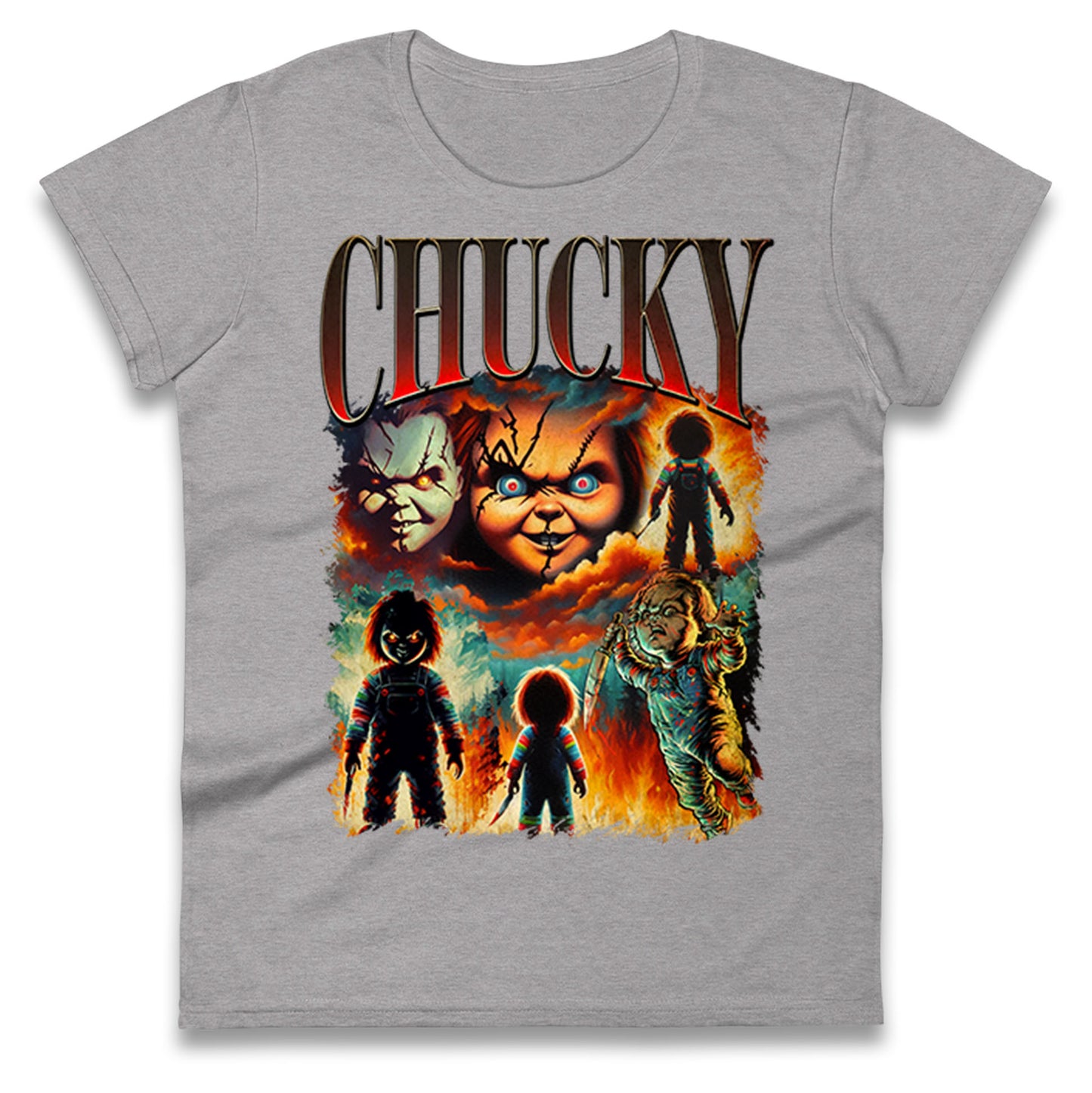 Chucky Doll Halloween Bootleg Womens T Shirt