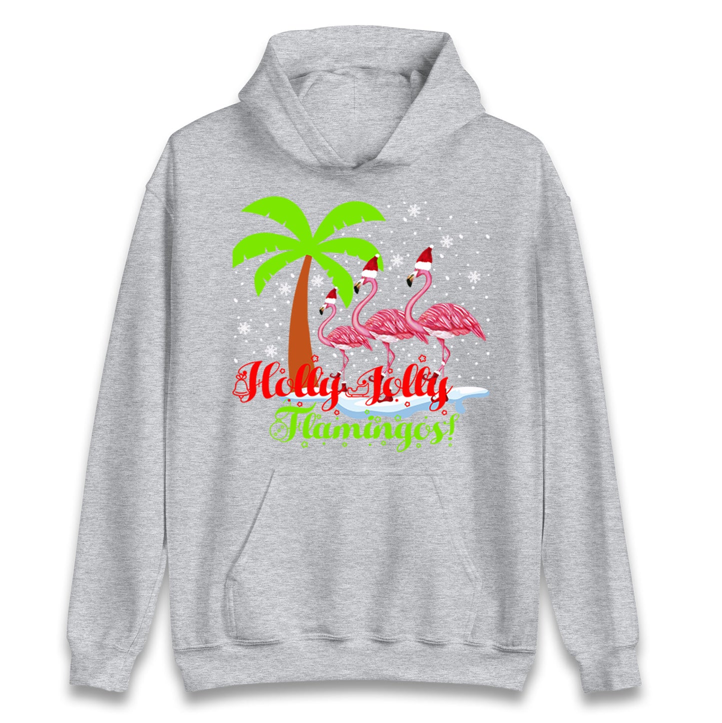 Holly Jolly Flamingos Christmas Unisex Hoodie
