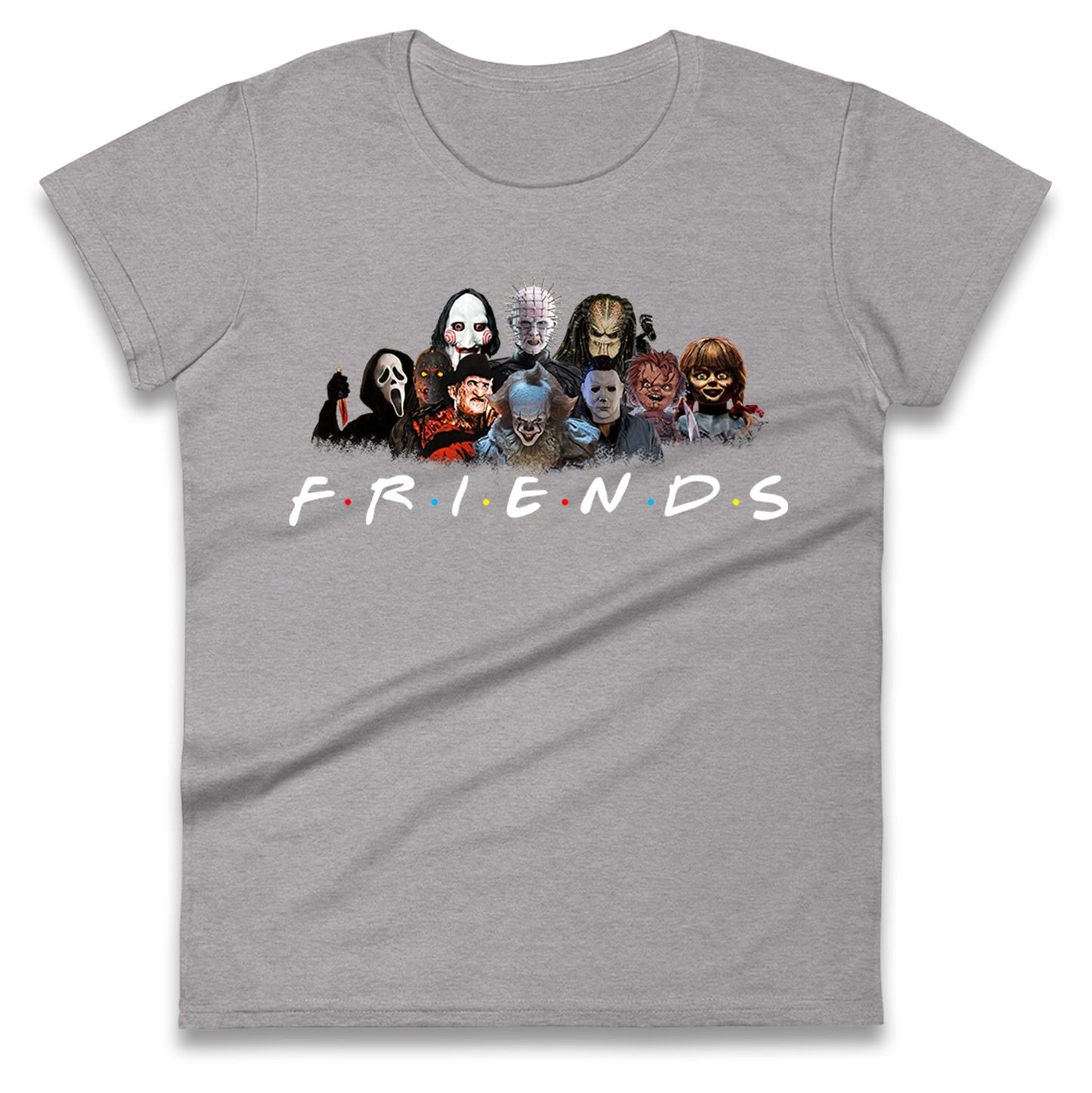 Horror Characters Friends Halloween Womens t shirts