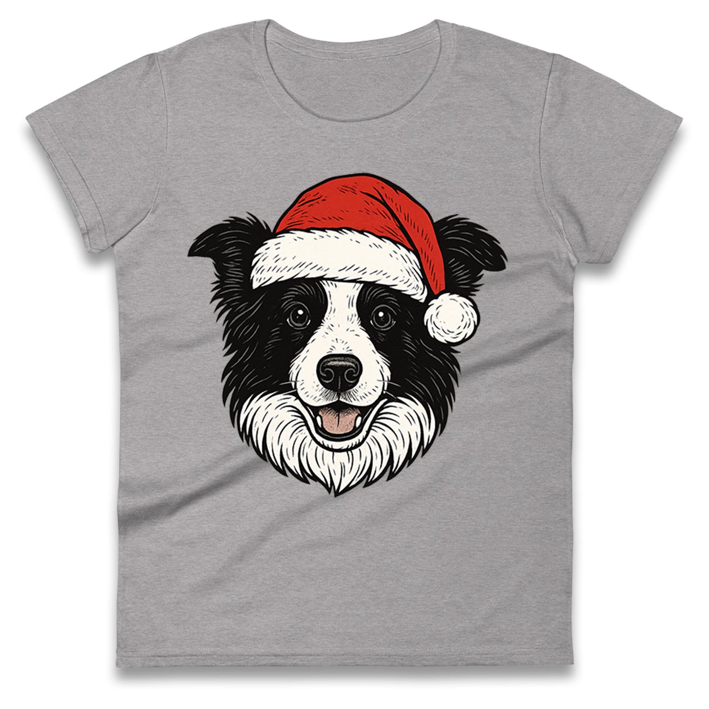 Border Collie Christmas Ladies T Shirt