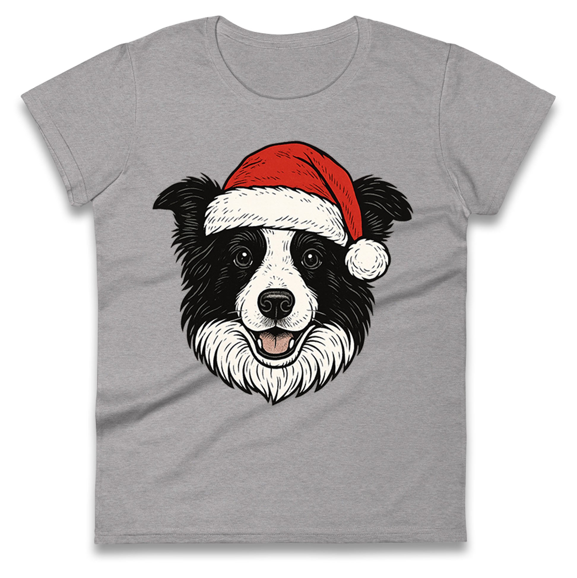 Border Collie Christmas Ladies T Shirt