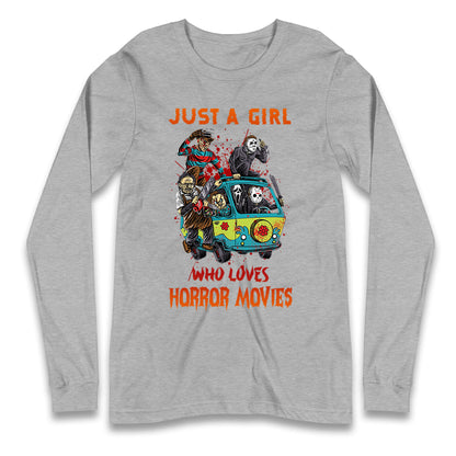 Just A Girl Who Loves Horror Movies Halloween T Shirt
