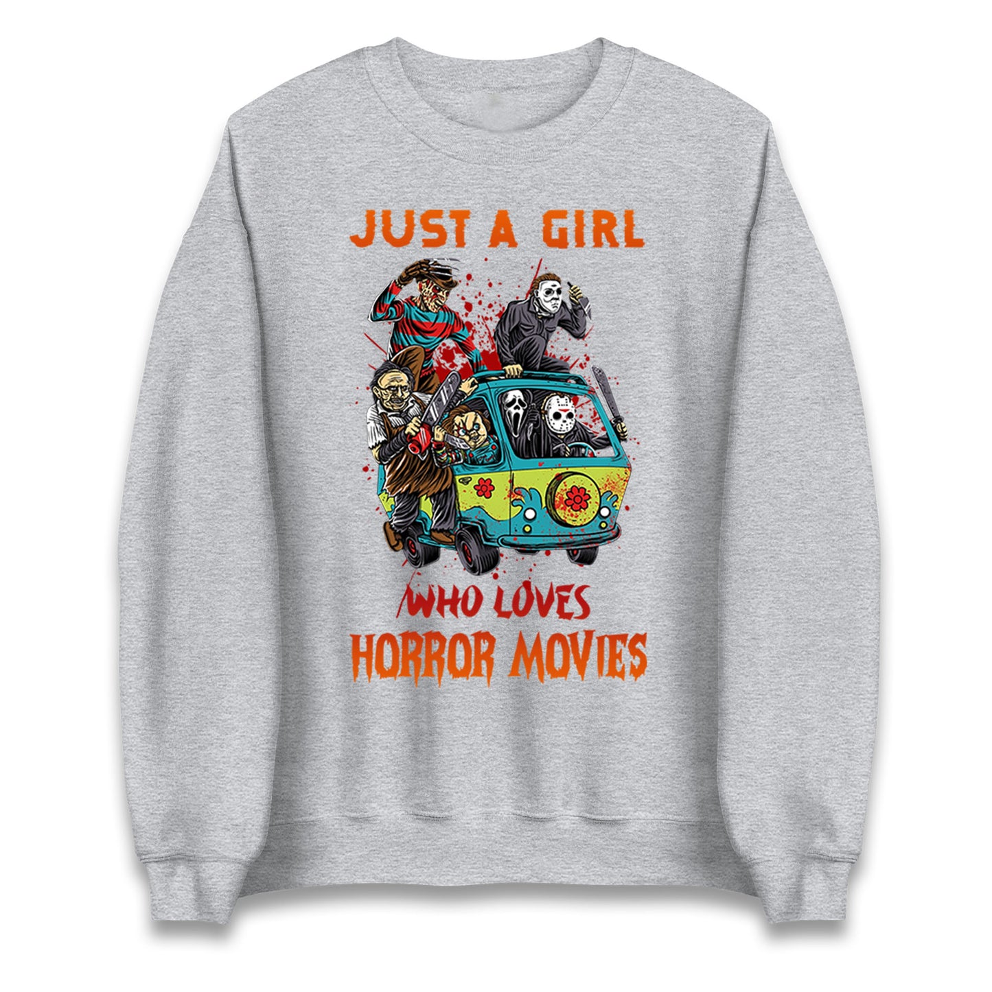 Just A Girl Who Loves Horror Movies Halloween Sweatshirt
