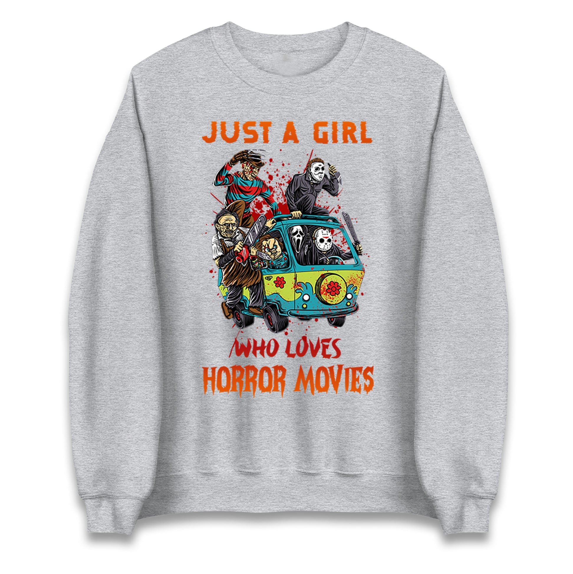 Just A Girl Who Loves Horror Movies Halloween Sweatshirt
