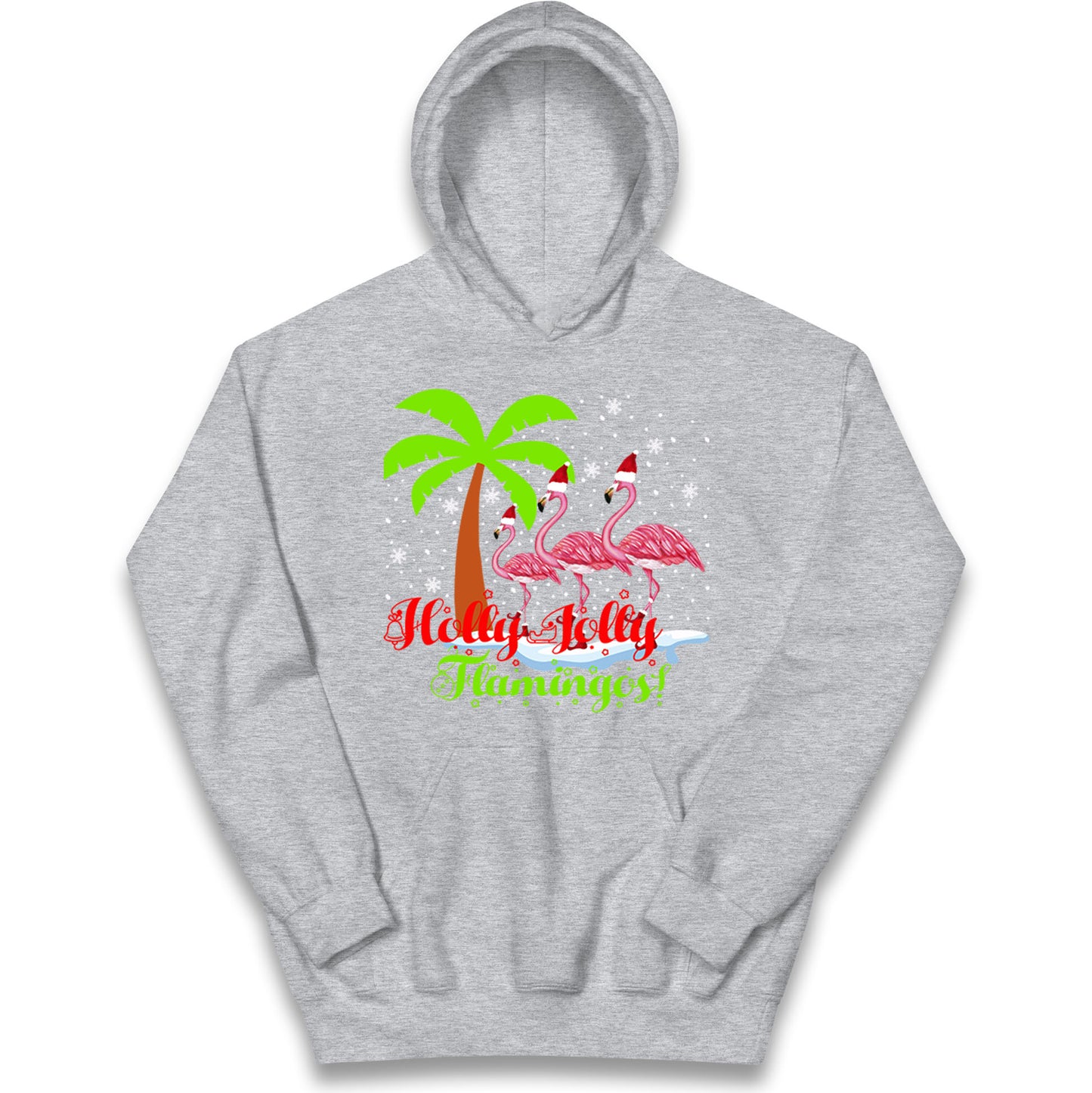 Holly Jolly Flamingos Christmas Kids Hoodie