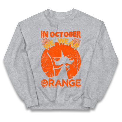In October We Wear Orange Halloween Jumper
