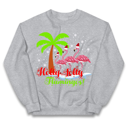 Holly Jolly Flamingos Christmas Kids Jumper